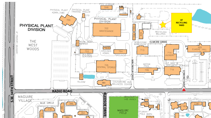 Map to Facilities Services Recycling Yard