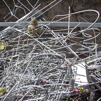 Close up image of a jumble of metal wire